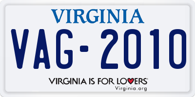 VA license plate VAG2010