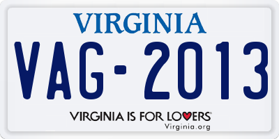VA license plate VAG2013