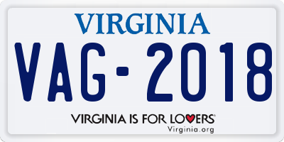 VA license plate VAG2018