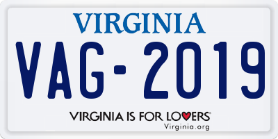 VA license plate VAG2019