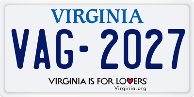 VA license plate VAG2027