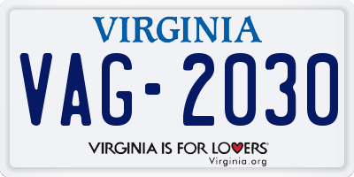 VA license plate VAG2030