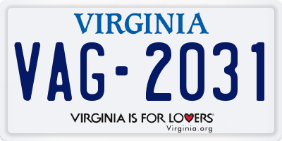 VA license plate VAG2031