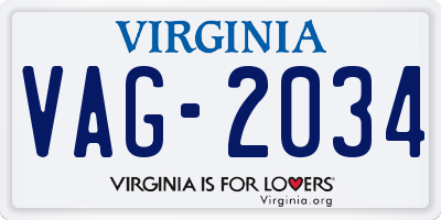VA license plate VAG2034