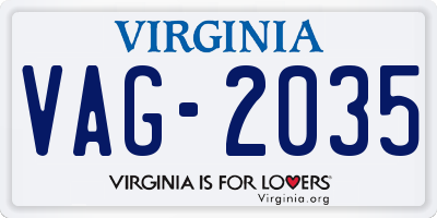 VA license plate VAG2035