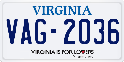 VA license plate VAG2036