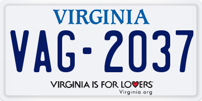 VA license plate VAG2037