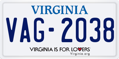 VA license plate VAG2038