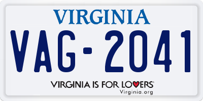 VA license plate VAG2041