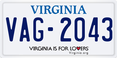 VA license plate VAG2043