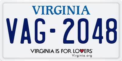 VA license plate VAG2048