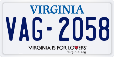 VA license plate VAG2058