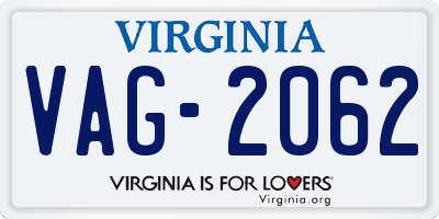VA license plate VAG2062