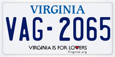 VA license plate VAG2065