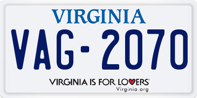 VA license plate VAG2070