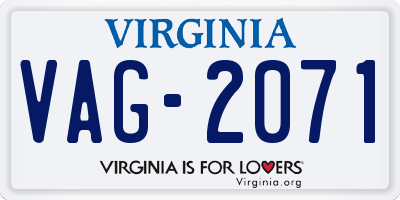 VA license plate VAG2071