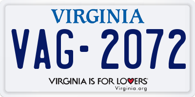 VA license plate VAG2072