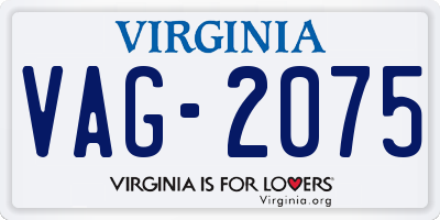 VA license plate VAG2075