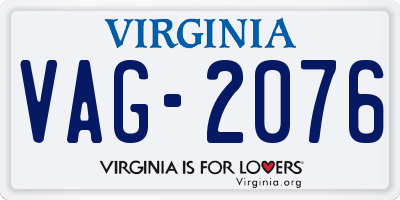 VA license plate VAG2076