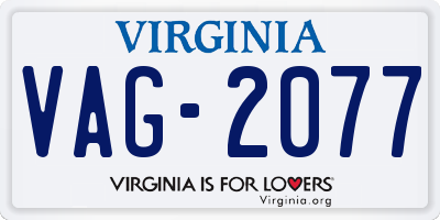 VA license plate VAG2077