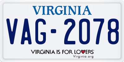 VA license plate VAG2078