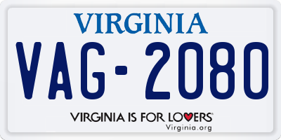 VA license plate VAG2080