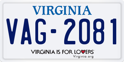 VA license plate VAG2081