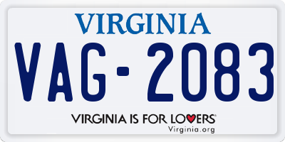 VA license plate VAG2083