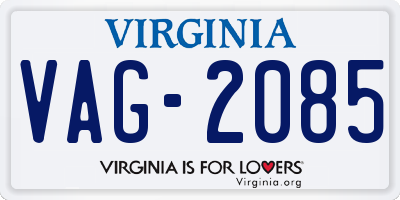 VA license plate VAG2085