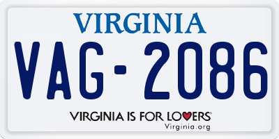 VA license plate VAG2086