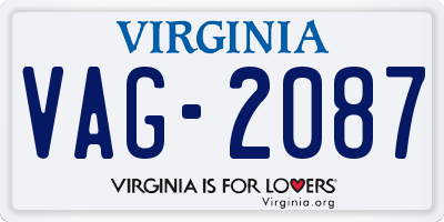 VA license plate VAG2087