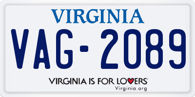 VA license plate VAG2089