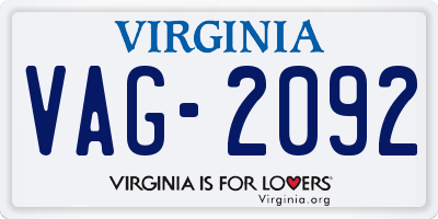 VA license plate VAG2092