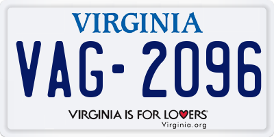 VA license plate VAG2096