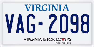 VA license plate VAG2098
