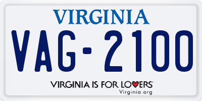 VA license plate VAG2100