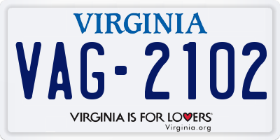 VA license plate VAG2102
