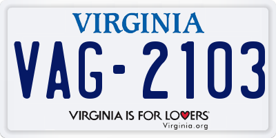 VA license plate VAG2103