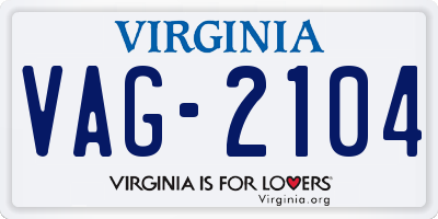 VA license plate VAG2104