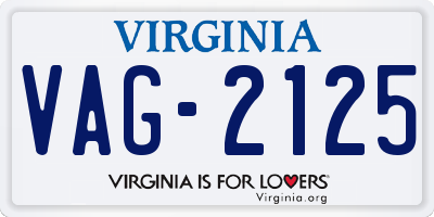 VA license plate VAG2125
