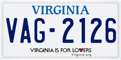 VA license plate VAG2126