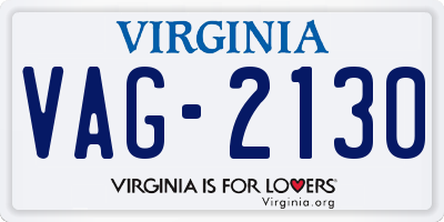 VA license plate VAG2130