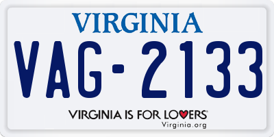 VA license plate VAG2133