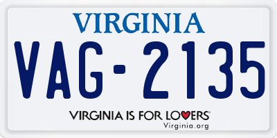 VA license plate VAG2135