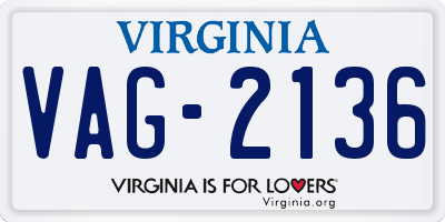 VA license plate VAG2136