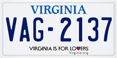 VA license plate VAG2137