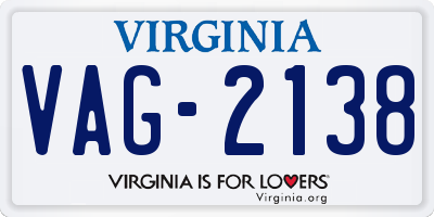 VA license plate VAG2138