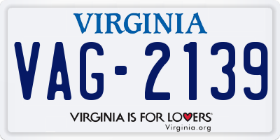 VA license plate VAG2139
