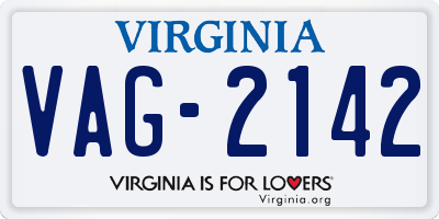VA license plate VAG2142