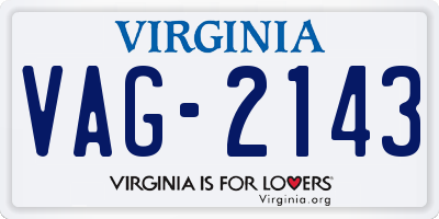 VA license plate VAG2143